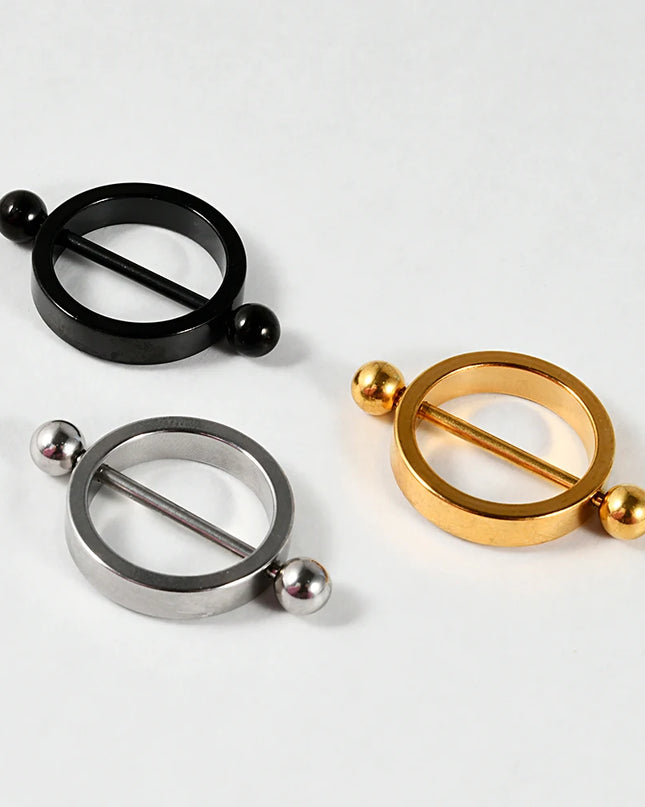 1PC Surgical Steel Black Gold Plated Nipple Piercing Round Hoop Barbell Nipple Shield Women Sexy Piercing Jewelry 14G