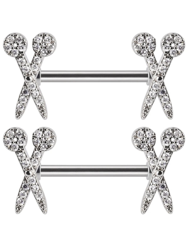 1Pair Sword Cross Nipple Piercing Barbell Surgical Steel Crystal Nipple Shield Cover Heart Butterfly Nipple Ring Body Jewelry14G