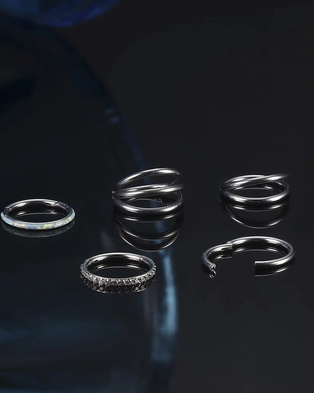 1Pc Surgical Steel Nose Rings Hoops for Women Men Clicker Septum Lip Nose Rings Helix Cartilage Conch Rook Piercing Jewelry