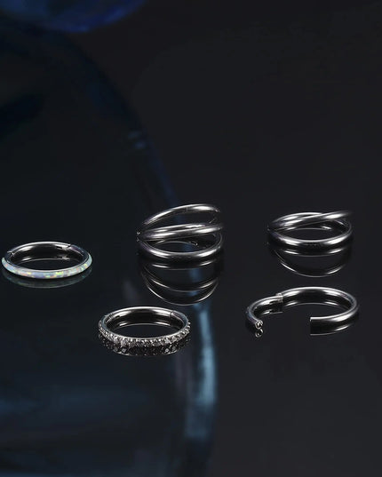 1Pc Surgical Steel Nose Rings Hoops for Women Men Clicker Septum Lip Nose Rings Helix Cartilage Conch Rook Piercing Jewelry