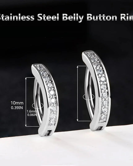Bobisty 1Pc Surgical Steel Navel Rings Heart Butterfly Belly Button Piercing Reverse Navel Barbell Rings Piercing Jewelry
