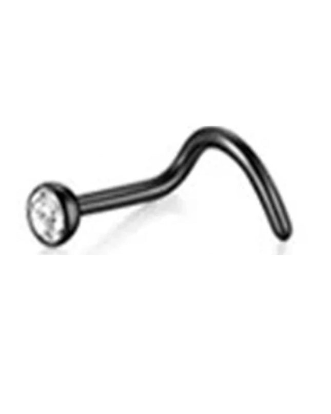 1Pcs 20G Nose Rings Hoop Surgical Stainless Steel Studs Screw L Shaped Nose Piercing Jewelry Women Black Woman and Man