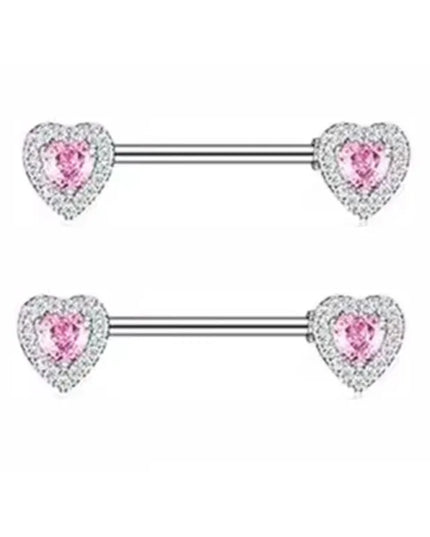 1Pair Pink Butterfly Nipple Piercing Jewelry Shiny Crystal Nipple Rings For Women Girls Heart Nipple Barbells Piercing Pezon