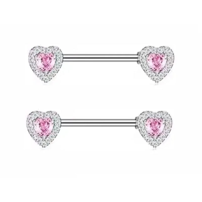 1Pair Pink Butterfly Nipple Piercing Jewelry Shiny Crystal Nipple Rings For Women Girls Heart Nipple Barbells Piercing Pezon