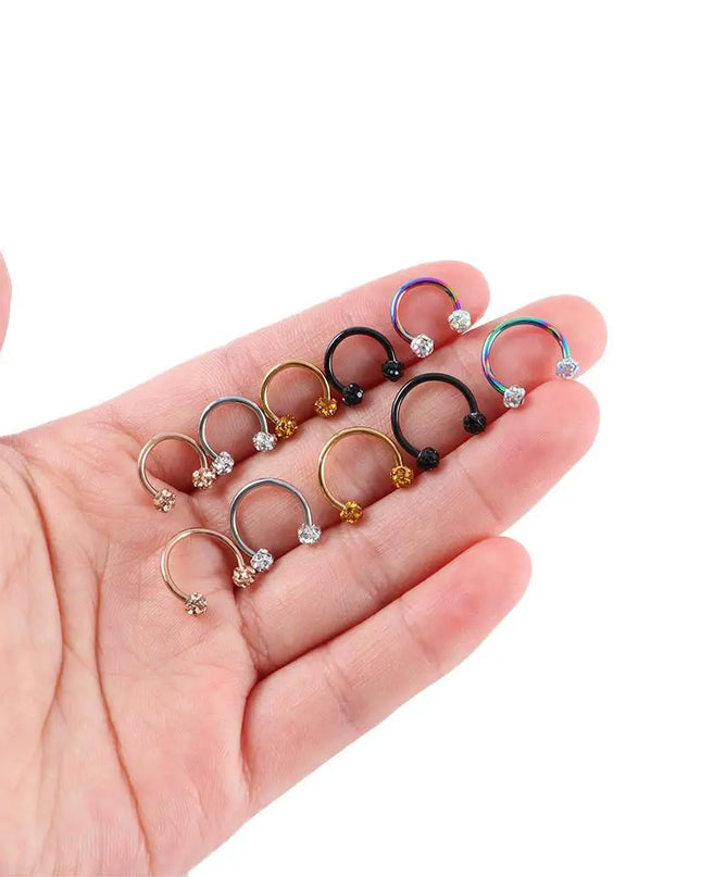 Nose Cuff Punk Gifts Men Earrings Diamond Septum Rings Piercing Nose Ring Body Jewelry Stainless Steel