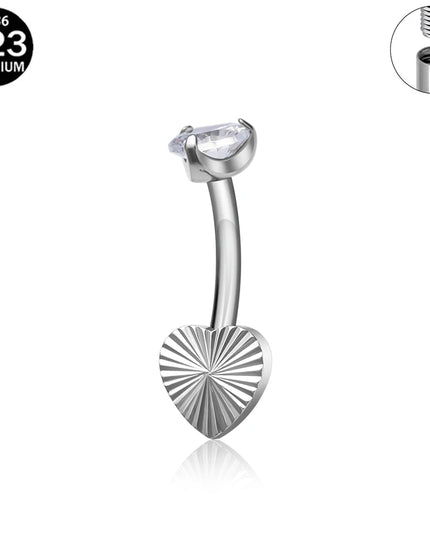 F136 G23 Titanium Belly Button Rings Hypoallergenic Internal Thread Butterfly Cloud Heart with Crystals Body Piercing Jewelry