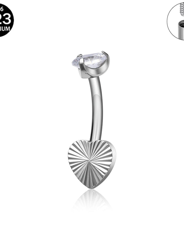 F136 G23 Titanium Belly Button Rings Hypoallergenic Internal Thread Butterfly Cloud Heart with Crystals Body Piercing Jewelry