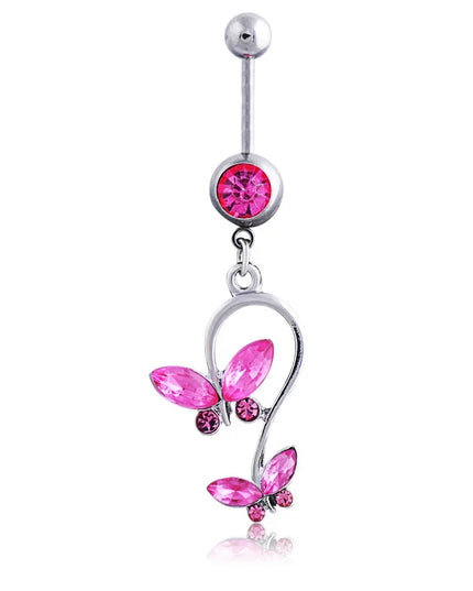 Steel Belly Button Rings Pink Crystal Piercing Navel Heart Style Navel Piercing Earring Belly Piercing Sexy Body Jewelry Ombligo