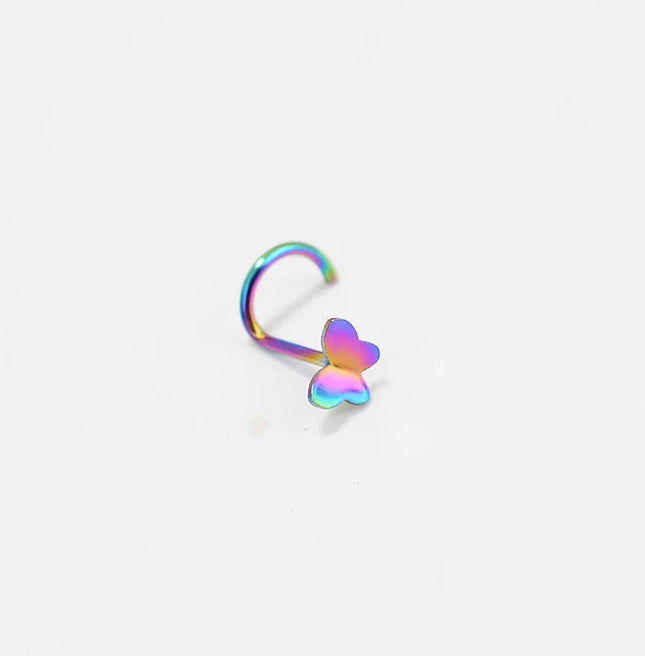 1pcs 20G Stainless Steel Nose Stud Rings for Women Nose Piercing Bend Butterfly Nose Ring Earring Nose Studs Piercing Jewelry