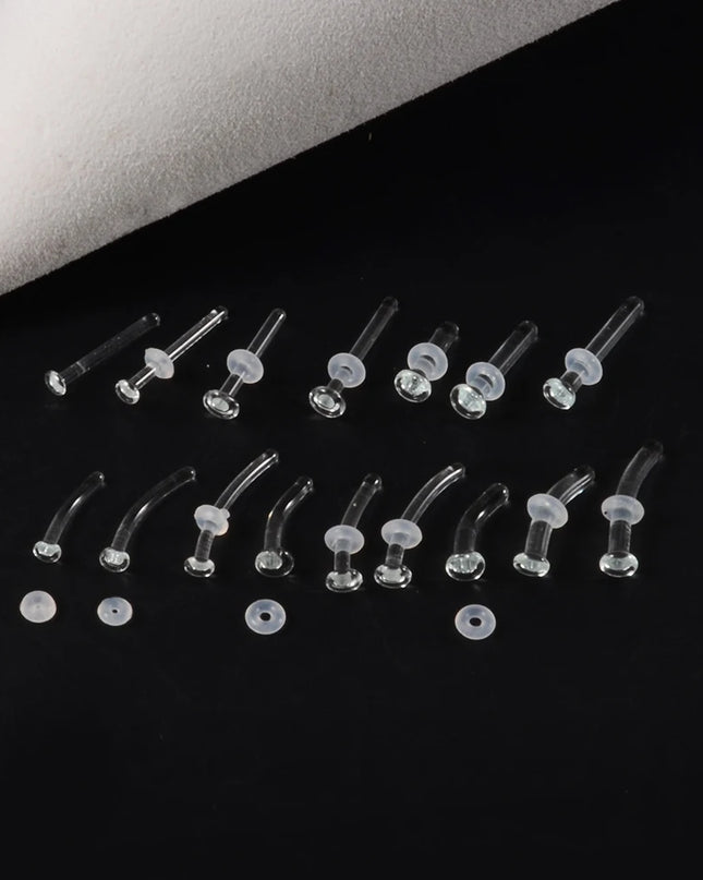 1PC Glass Nose Helix Studs Transparent Straight Curved Nose Ring Prevent Allergy Nariz Tragus Navel Piercing Body Jewelry