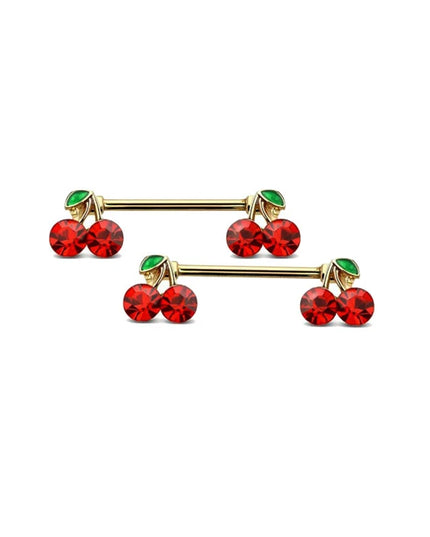 1pcs Sweet Cute Cherry Zircon Breast Ring For Women Body Piercing Jewelry Sexy Metal Nipple Ring Chest Piercing Ornament