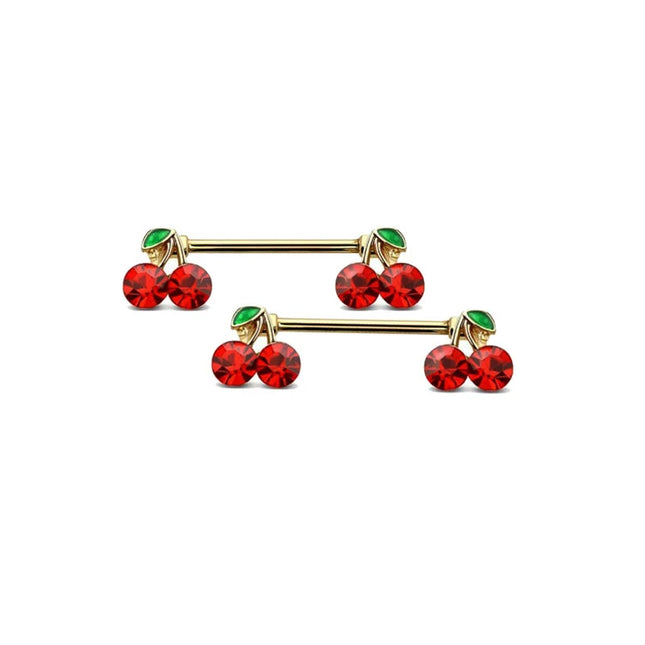 1pcs Sweet Cute Cherry Zircon Breast Ring For Women Body Piercing Jewelry Sexy Metal Nipple Ring Chest Piercing Ornament