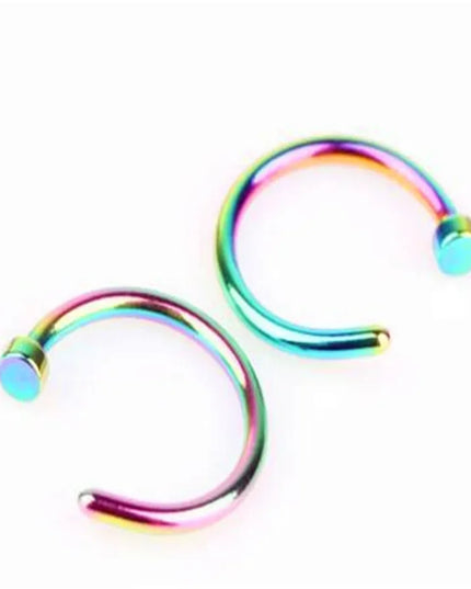 2PCS Stainlees Steel C Shape Nose Ring Women Girls Fake Piercing Hoop Stud Female Body Jewelry Party Gift