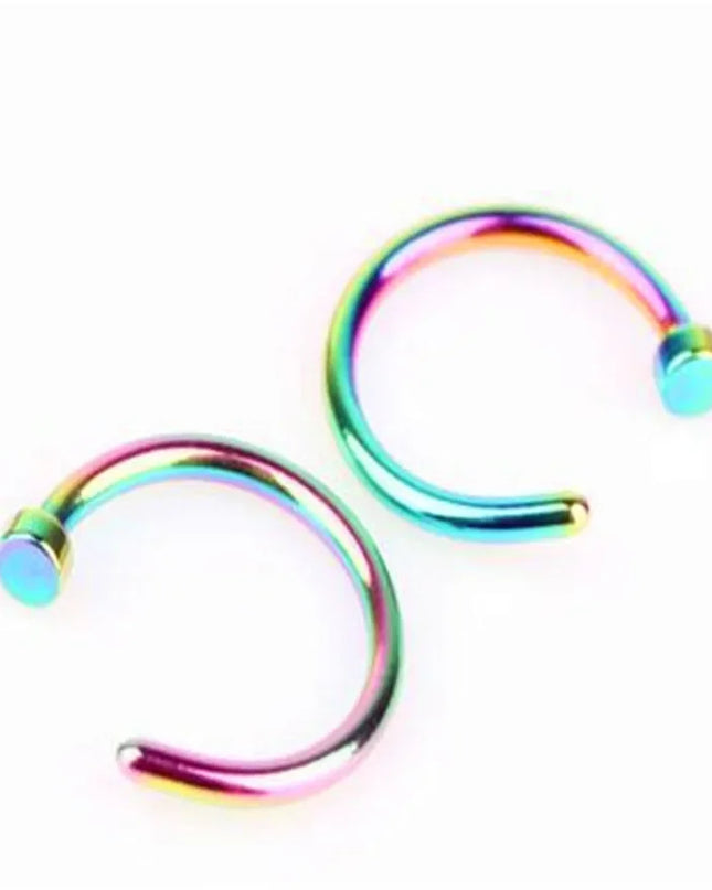 2PCS Stainlees Steel C Shape Nose Ring Women Girls Fake Piercing Hoop Stud Female Body Jewelry Party Gift