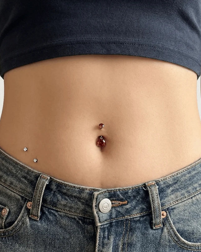 Elegant Titanium Belly Button Ring Zircon Stone G23 Titanium Dangle Curved Barbells Dangle Design Curved Barbell
