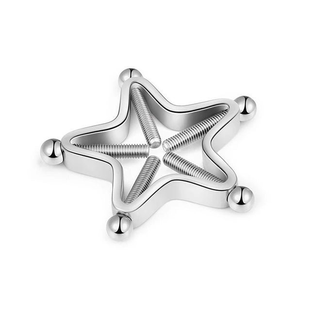 ● 1Pc Stainless Steel Adjustable Nipple Rings For Women, Star Shaped Clip On Nipple Ring Fake Nipple Piercing Jewelry