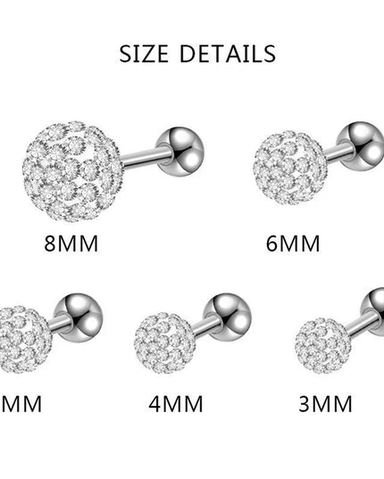 Crystal Ball Earrings Surgical Steel Ear Plugs Eyebrow Piercings Women's Ear Studs Cartilage Tragus Helix Piercing Lip