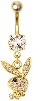 1pc Belly Button Rings Bunny Navel rings Gold color Rabbit Belly Rings for Women Gem stone Pink Bunny Fake Belly Piercing Ring