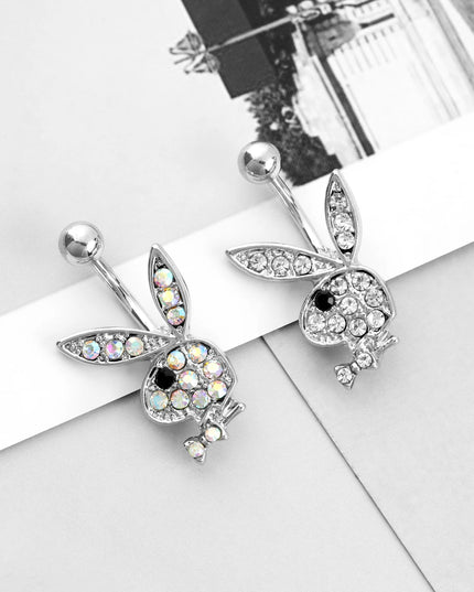 1PC Stainless Steel Belly Buttorn Piercing Cartoon Rabbit Belly Button Ring Navel Nail Body Piercing Jewelry for Woman