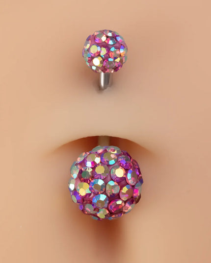 1pc Ferido Belly Button Rings Bling CZ Ball Belly Ring Navel Piercing Crystal Piercings 14G Fashion Body Jewelry for Women Girl
