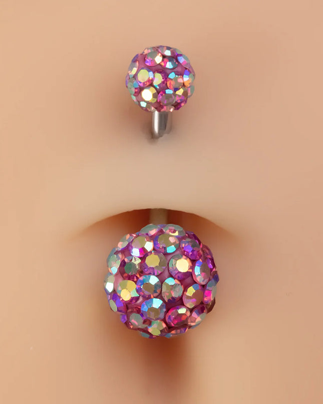 1pc Ferido Belly Button Rings Bling CZ Ball Belly Ring Navel Piercing Crystal Piercings 14G Fashion Body Jewelry for Women Girl