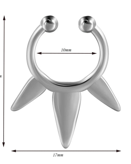 1PC Stainless Steel Irregular Ox Horn Fake Nose Ring Fangs Non Piercing Clip on Nose Hoop Cone Septum Fake Nose Piercing Jewelry