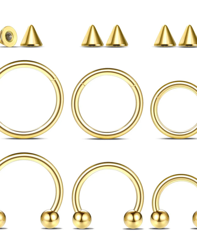 1/6/12PCS Nose Septum Rings 16G Surgical Steel Nose Piercing Jewelry 8mm 10mm 12mm Horseshoe Lip Earring Eyebrow Hoop Gold
