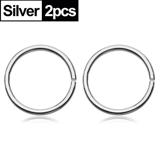 1/2pcs Nose Ring Clips Septum Ring Hoop Cartilage Tragus Helix Small Piercing Nose Rings  For Women Body Jewelry Accessories