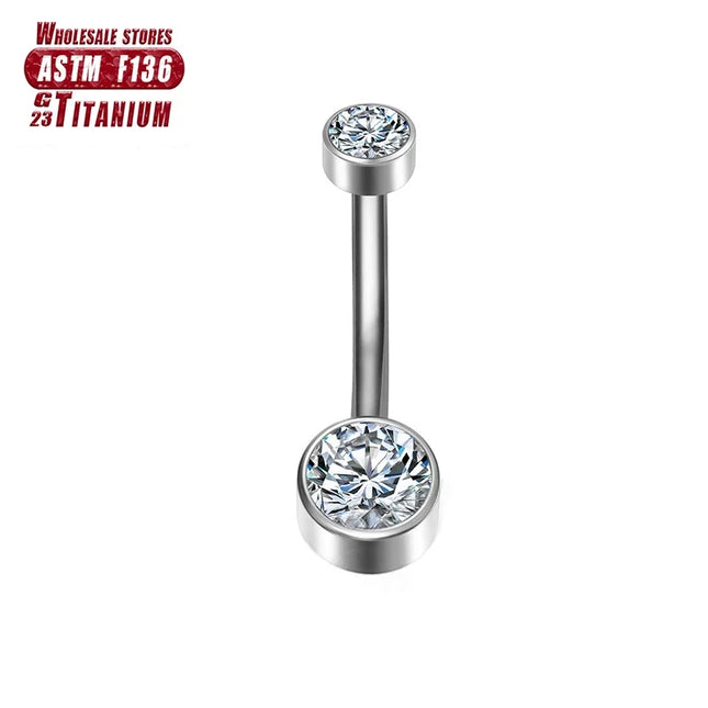F136 Titanium Belly Button Piercing Industrial Hinge Segment External Helix Zircon Fashion Women Sexy Body Jewelry Wholesale