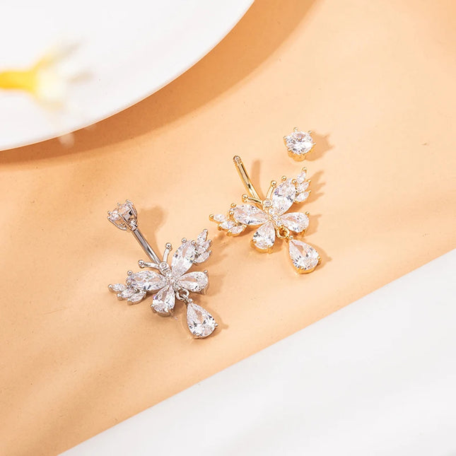 Exquisite Zircon Crystal Belly Button Rings Fashion Butterfly Navel Ring For Women GirlsSexy Belly Piercing Body Jewelry Gifts