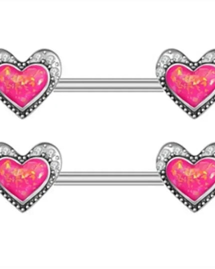 2 Pcs Stainless Steel Pink Nipple Piercing Jewelry Heart Wings Niplple Barbell Moon Devil Nipple Rings Body Piercing Pezon Mujer