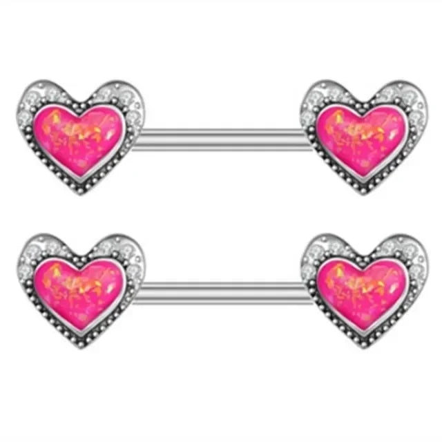 2 Pcs Stainless Steel Pink Nipple Piercing Jewelry Heart Wings Niplple Barbell Moon Devil Nipple Rings Body Piercing Pezon Mujer