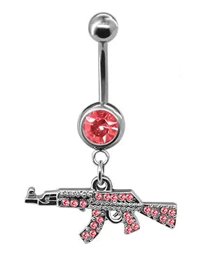 Belly Button rings Gun Dangle navel Ring clear Gem belly button Ring Body piercing Jewelry belly piercing for women