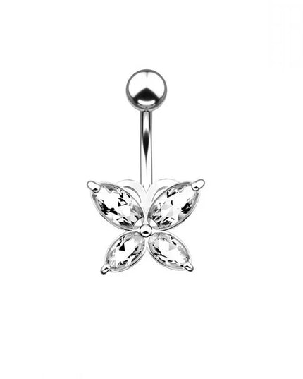 Zircon Crystal Belly Button Piercing Rings for Women Navel Ring Surgical Steel Barbell Heart Butterfly Body Piercing Jewelry