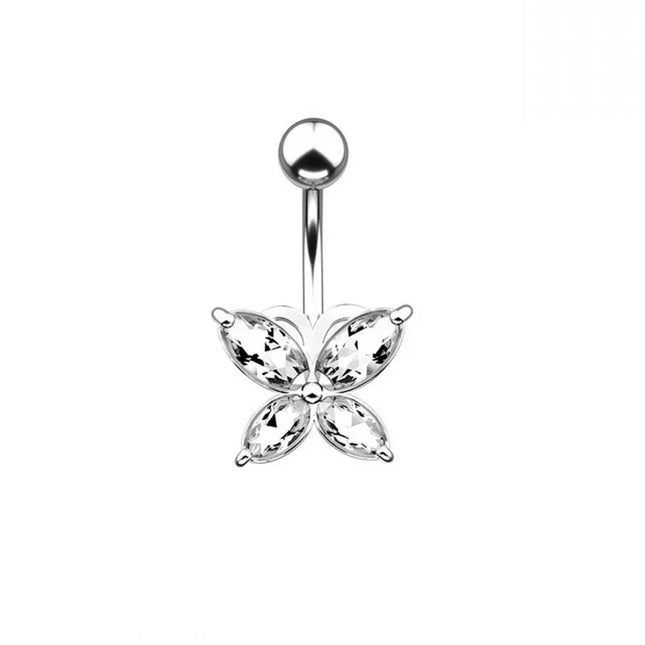 Zircon Crystal Belly Button Piercing Rings for Women Navel Ring Surgical Steel Barbell Heart Butterfly Body Piercing Jewelry