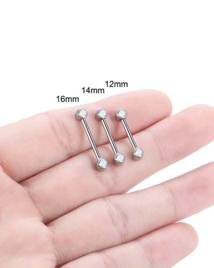 1/2Pcs Titanium Nipple Piercing Jewelry CZ Bezel Tongue Nipple Bars Piercing for Breasts Sexy Piercing Mamilo for Women 12-20mm