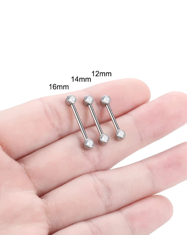 1/2Pcs Titanium Nipple Piercing Jewelry CZ Bezel Tongue Nipple Bars Piercing for Breasts Sexy Piercing Mamilo for Women 12-20mm