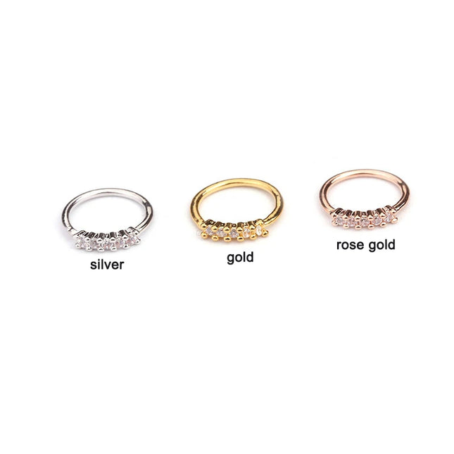 Nose Rings Hoops Set for Women Men, 20G Gold/Silver Hypoallergenic Surgical Stainless Steel Nose Hoops Hinged Clicker Rings