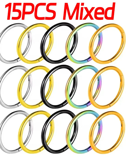 Nose Rings Septum Piercing Clicker Nose Hoops Piercings Titanium Hinged Segment Rings Helix Piercing Unisex Body Jewelry Earring