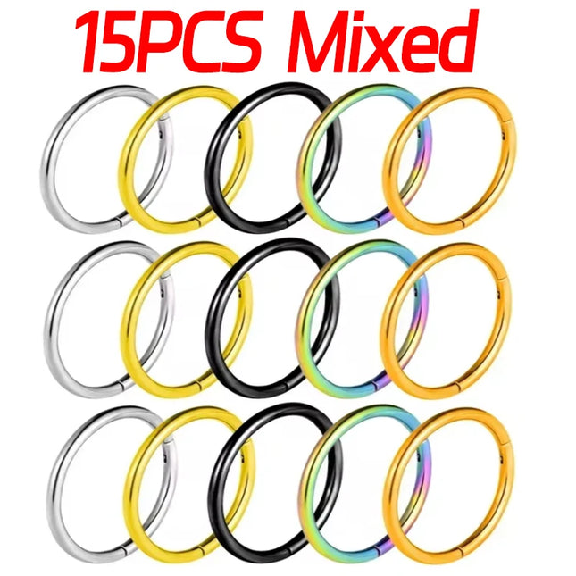 Nose Rings Septum Piercing Clicker Nose Hoops Piercings Titanium Hinged Segment Rings Helix Piercing Unisex Body Jewelry Earring