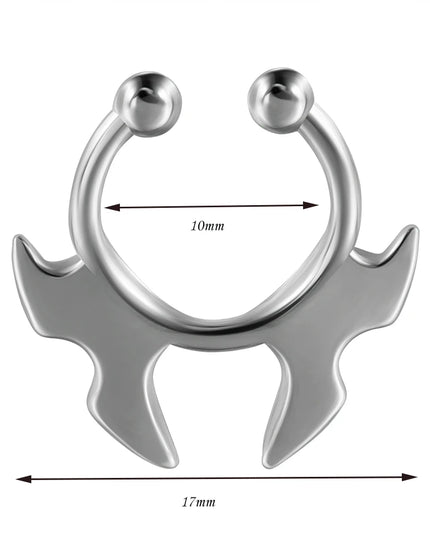 1PC Stainless Steel Irregular Ox Horn Fake Nose Ring Fangs Non Piercing Clip on Nose Hoop Cone Septum Fake Nose Piercing Jewelry