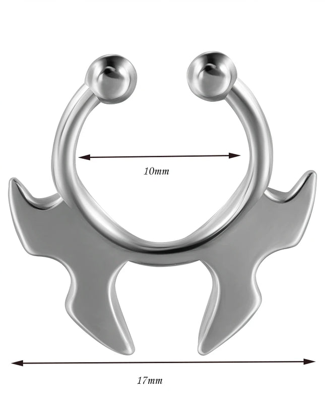 1PC Stainless Steel Irregular Ox Horn Fake Nose Ring Fangs Non Piercing Clip on Nose Hoop Cone Septum Fake Nose Piercing Jewelry