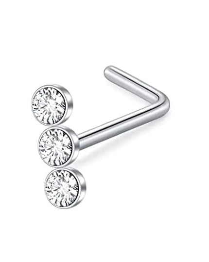 Nose Rings Chain Piercing Across Double with Chain Studs with Chain 20G Piercing Stud Nostril Jewelry for Women Men