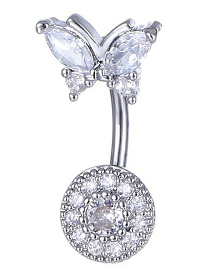 Crystal Belly Button Ring Animal Shape Belly Piercing Stainless Steel Heart Navel Curved Barbell Rings Sexy Body Jewelry