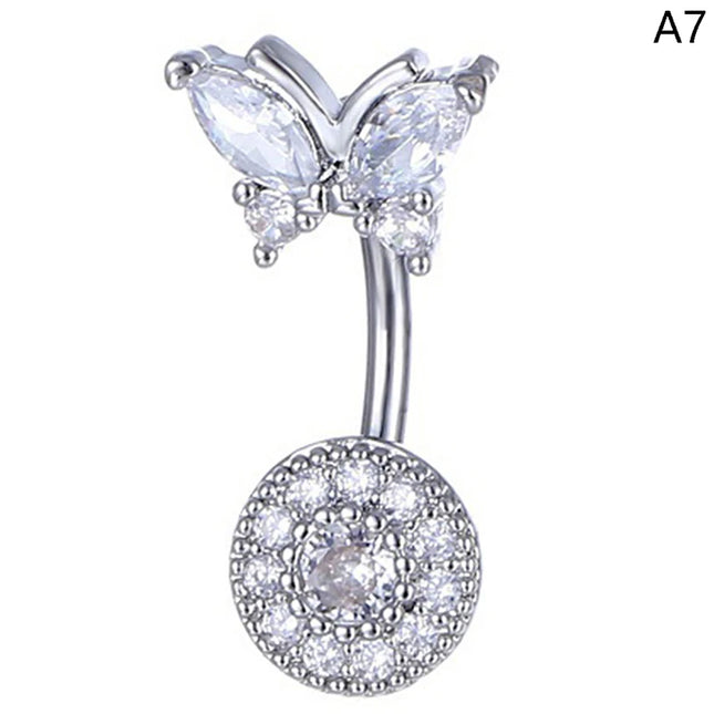 Crystal Belly Button Ring Animal Shape Belly Piercing Stainless Steel Heart Navel Curved Barbell Rings Sexy Body Jewelry
