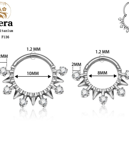 ASTM F136 Titanium Nose Ring Hoop 16G Pear CZ Hinged Segment Septum Clicker Ring Cartilage Daith Piercing Earring Body Jewelry