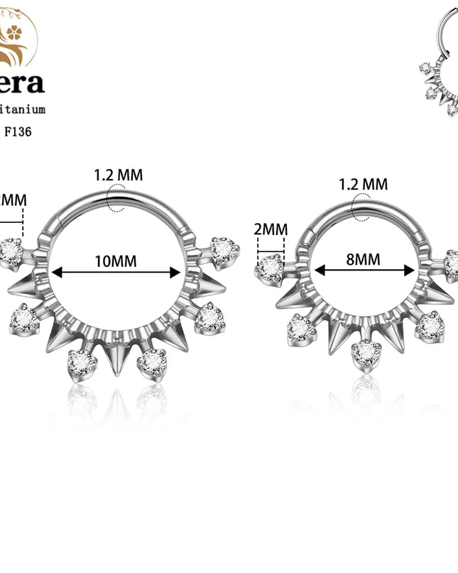 ASTM F136 Titanium Nose Ring Hoop 16G Pear CZ Hinged Segment Septum Clicker Ring Cartilage Daith Piercing Earring Body Jewelry