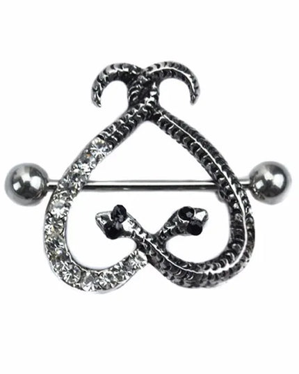 Straight Rod Snake Wing Nipple rings Breast Ring Heart Shaped Adjustable Nipple Piercing Human Jewelry
