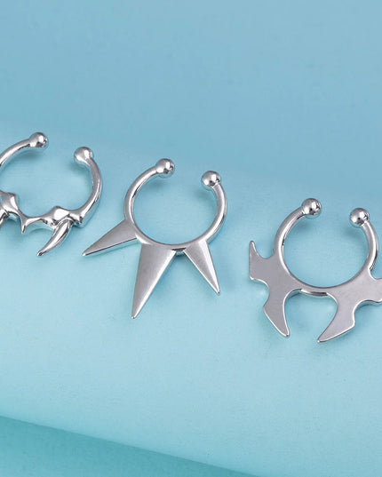 1-3pcs Clip on Nose Rings Hoop Septum Non Fake Piercing Nose Cuff Stainless Steel Horseshoe Punk for Men Women Body Jewelry