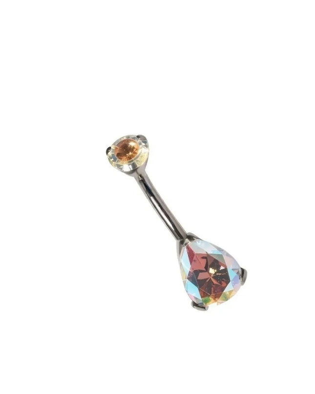 Elegant Titanium Belly Button Ring Zircon Stone G23 Titanium Dangle Curved Barbells Dangle Design Curved Barbell